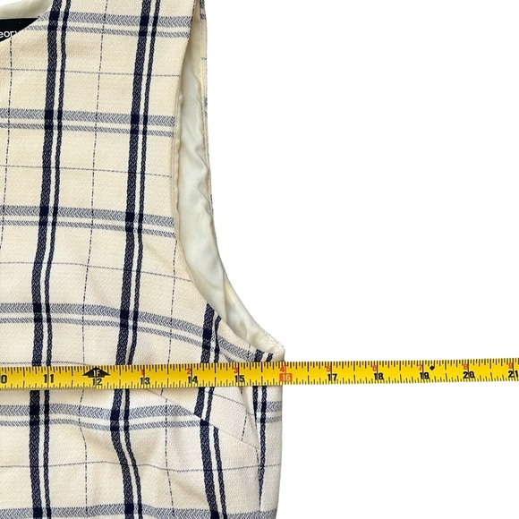 Theory Adraya Ivory & Navy Blue Check
Shift Dress Virgin Wool Women's Size 4 - Picture 7 of 8